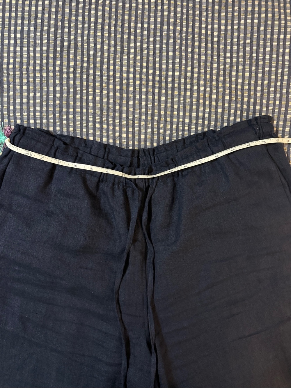Boden Navy Wide-Leg Drawstring Linen-Blend Pants - Picture 8 of 10